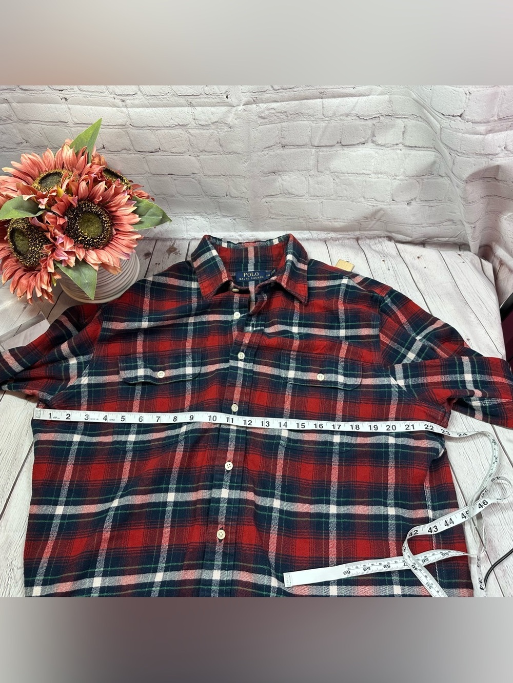 Polo Ralph Plaid Button up cotton flannel Shirt men L winter layering outdoor - Picture 3 of 8